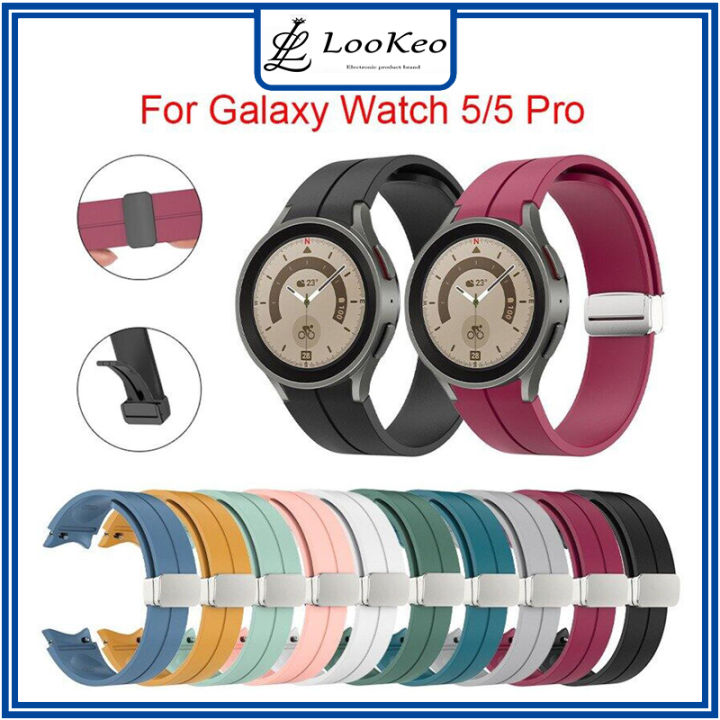 Silicone Watch Strap for Samsung Watch 5 4 44mm 40mm Strap for Samsung Watch 5 Pro 45mm Magnetic Buckle Bands for Samsung Galaxy Watch 4 40mm 44mm / 4 Classic 42mm 46mm Band Magnetic Clasp