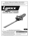 LynxxCordless Hedge Trimmer, Diivoo 40V 2.5 Ah Battery with Runtime of UP to 60 mins, 21" Dual-Action Blade with ¾ Cut Diameter, 180° Rotating D-Grip Handle. 