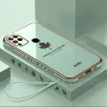 For Infinix Hot 10s / Hot 10s NFC Back Cover with Lanyard Fashion Shiny Plating Maple Leaf Design Camera Lens Protection Square Edge Soft Silicone Protective Phone Case. 