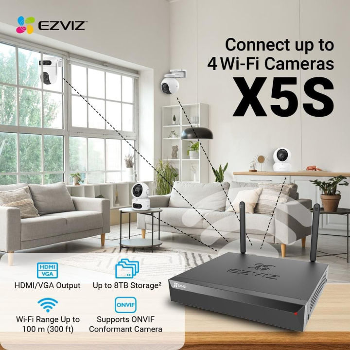 EZVIZ WiFi NVR Recorder For  IP Cameras CS-X5S-4P 4 CH 5MP 3K