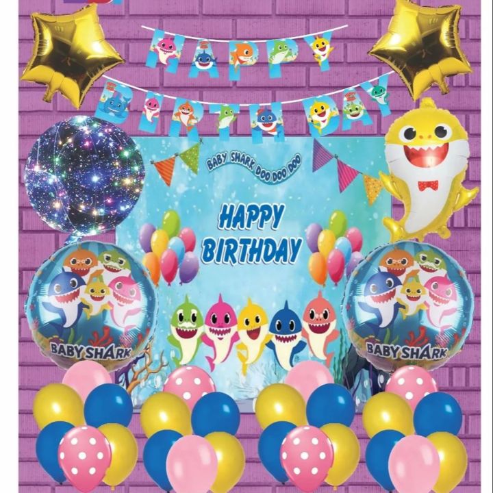 Unik BABYShark birthday theme happy birthday decoration happy birthday foil balloons happy birthday balloons happy birthday foil balloons theme set balloons for birthday balloons pack balloons set birthday accessories for girls AND Boys