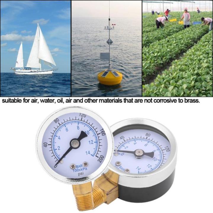 2" Well Pump Pressure Gauge, 0-160psi/bar, 1/4"NPT Male With 1/2"NPT Adaptor, -3-2-3% Accuracy