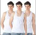 Famer® Knitwear White Fine Rib Vest For Men. 