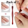 Cuticle knife Trimmer, Cuticle Fork Trimmer Nail Cuticle Remover Trimmer Pusher Dead Skin with Double Head V-Shaped Fork Manicure Pedicure Cleaner Care Tools for Home and Nail Shop 2 Pieces (Red). 