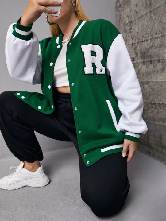 Varsity Iconic R Printed Varsity Baseball Jacket - Image 5