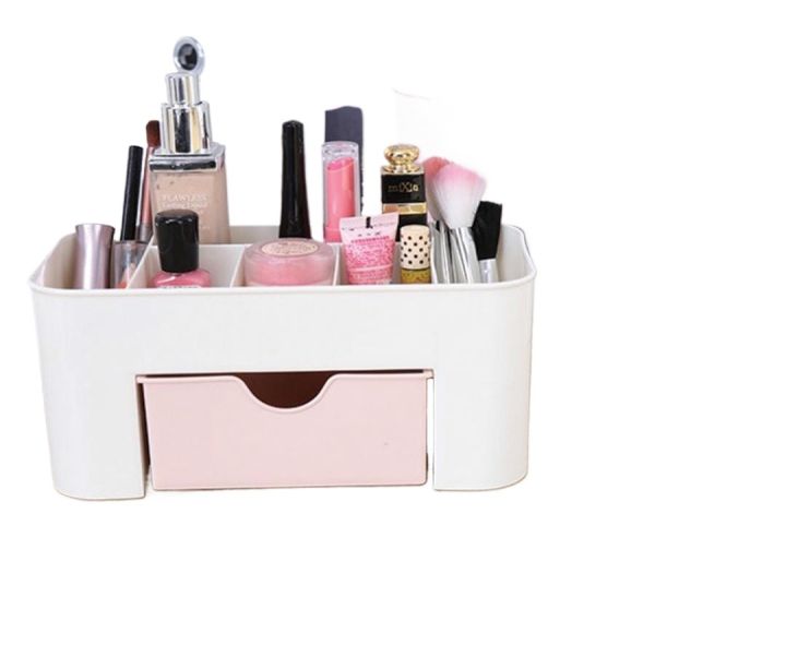 Cosmetics storage box, table organizer, vanity box with makeup, and dressing table stand