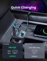 UGREEN__ Car Bluetooth Adapter - Car Charger + Bluetooth FM Transmitter PD/QC 3.0/4.0, Support Hand-Free Calling/MP3 Audio Playing/TF&USB Driver/Voltage Display. 
