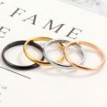 2mm Simple Titanium Steel Vein Ring Glossy Ring Female Couple Ring Ring Fine Stainless Steel Finger Ring Tide Jewelry. 