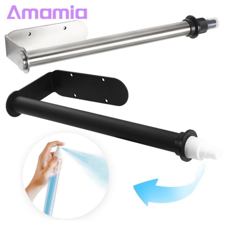 Stainless Steel Paper Towel Holder with Spray Bottle Convenient Wall-mounted Tissue Bracket with Spray Bottle Holder Multi-purpose Storage Rack for Southeast Asian Buyers Securely Mounted Stainless