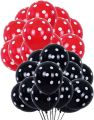15 Pink & Black Polka Dots Large Size Balloons Pack For Birthday - anniversary and Wedding Decoration. 