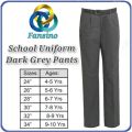 Dark Grey School Uniform Pants | Half Elastic Pant | Size 22-38. 