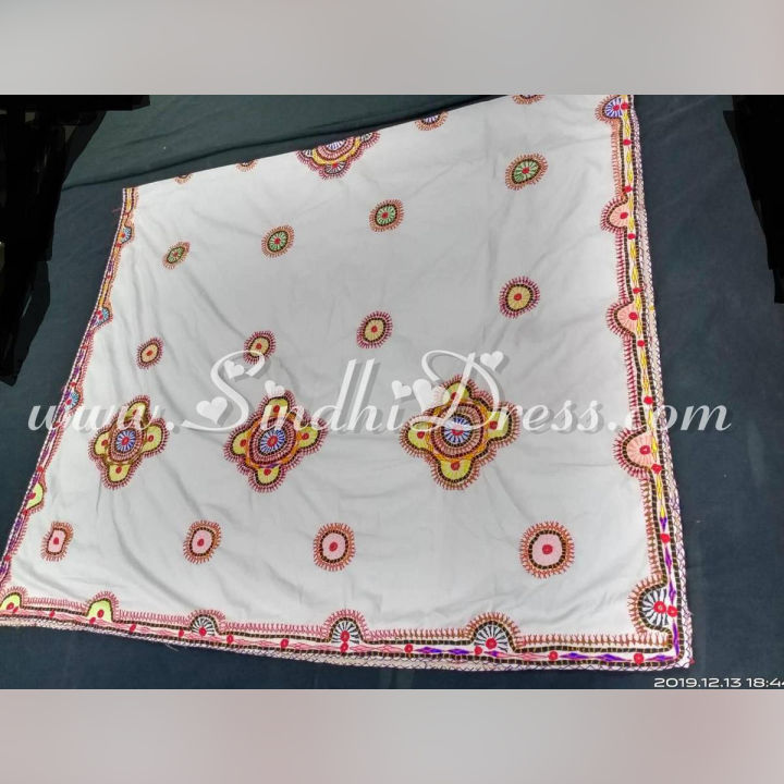 Design-1 White Hand Embroidered Chadar For womens