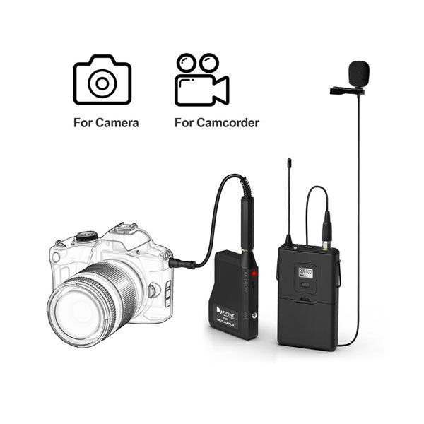 FIFINE 20-Channel UHF Wireless Lavalier Lapel Microphone System with Bodypack Transmitter, Mini XLR Female Mic and Portable Receiver, Quarter Inch Output. Perfect for Live Performance-K037