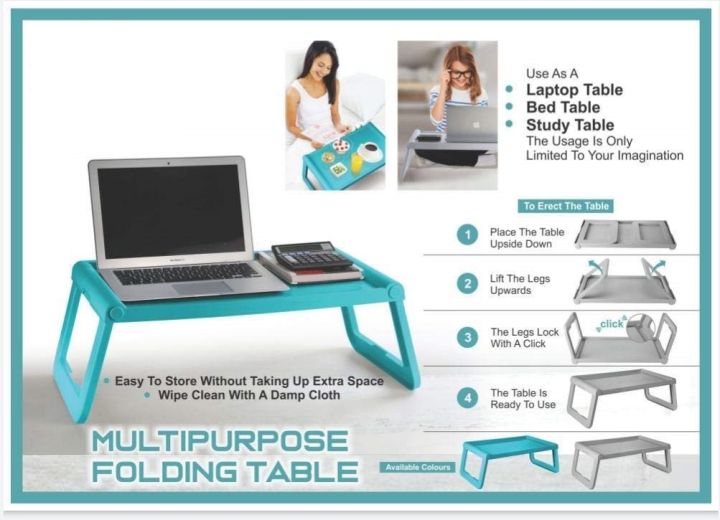 Foldable Laptop table Laptop Stand Bedroom Gaming Table Anti Slip Notebook Laptop Table Breakfast Tray Study Table Multipurpose Portable Laptop Stand Computer Stand