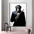 Gangster Monkey Smoking Lion Playing Billiards Posters Prints Canvas Painting Giraffe Animal Wall Art Picture Room Home Decor. 