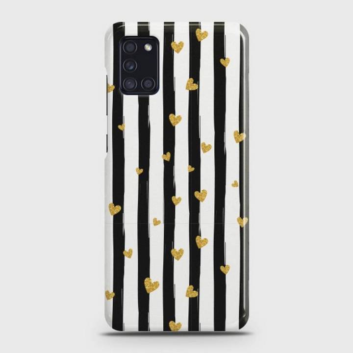 Samsung Galaxy A31 Cover - SkinLee HQ Hard Case - Glitter Heart Stripes - SKINLEE-300-1-687-488