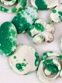 16 – 20pcs / 43 – 47gms Marbled Green and White Mix Aesthetic Beads for Crafting – Unique Shapes for DIY Jewelry and Accessories. 