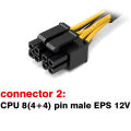 ATX 4 Pin Female to Motherboard CPU 8(4+4) Pin Male EPS 12V Converter Adapter Extension Cable Braided Sleeved. 