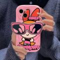 Jizetin for OPPO F11 Back Cover With Cartoon Powerpuff Girls Sunlasses Holder Cream Texture Wavy Edge Soft Silicone Phone Cases. 