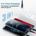 66W 6A 3 in 1 Car Phone Charger Cord with Micro USB/Type C 3ft Long Multi Charging Cable, 3 Color, Nylon Braided, 3 in 1 Multiple end USB Charger Cord with 3 Different Port (Type C/Micro/Phone), Universal Charging Cord for Multiple Devices, Phone, Tablet. 