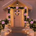 50 Pack Glitter Poinsettia Christ Tree Ornats 5Inch Artificial Silk Flowers Picks Decor Wreath Garland (Pink). 