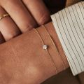 Aide 925 Sterling Silver Single Round White Zircon Chain Bracelets For Women 18K Gold Plated Simple Bracelet Temperament Jewelry. 