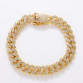 Iced Out VVS Moissanite Cuban Chain Bracelet 8mm White Gold Plated Silver925 Hiphop Cuban Chain Link Women Men Bracelet. 