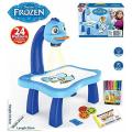 Frozen 3 In 1 Kids Painting Drawing Activity Kit Projector Table - 24 Pattern. 