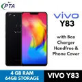 Vivo Y83 Smartphone with Finger Print Scanner & Face Unlock 2023 | 6.2" FHD IPS Screen | 4+64GB | 16MP+13MP AI Camera | PTA Approved | Dual Sim | 3260mAh | Gaming Phone | Brand New with Box & Charger | Genuine & Cheap | Lowest Price. 