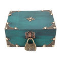 Wood Treasure Box With Combination Lock Handcrafted Reinforced Corners Spare. 