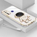 Maitus for Tecno Spark 5 Pro/Tecno Spark 5/Tecno Camon 15 Back Cover with Astronaut Hidden Stand + Lanyard Luxury 6D Plating Frame Shiny Cases Soft Silicone Cartoon Bracket Mobile Phone Case. 