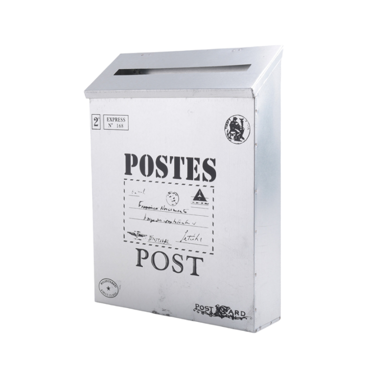 Mailbox Vintage Wall Mount Mailbox Post Letter Box Antique Metal Mailbox Rust Resistant Mail Holder for Outside Silver