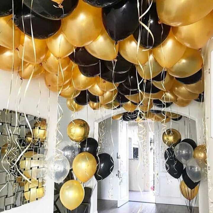 100 Golden Black Balloons For Birthday - Anniversary & Party Decoration - Balloons For Room - Home Decoration