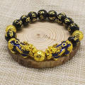 Beads Attract Wealth Jewelry Good Luck Pi Xiu Bracelet Black Obsidian Feng Shui. 