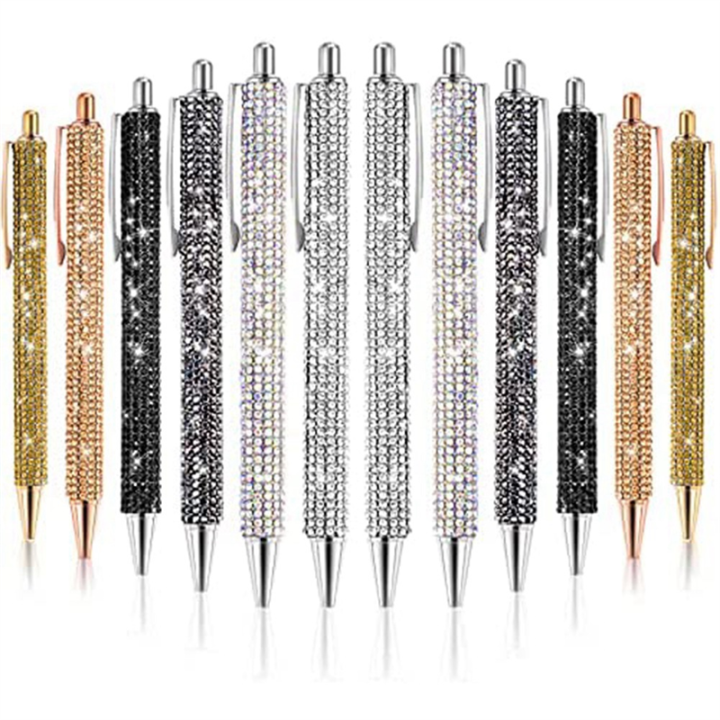 12 PCS Bling Pen Bulk Metal Ballpoint Pen Diamond Pen 6 Colors