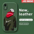 JIUMOO For iPhone Xr Case Fashion Cool Tide Men Thin New Design Leather Soft Back Cover Camera Protection Cases Shockproof Casing. 