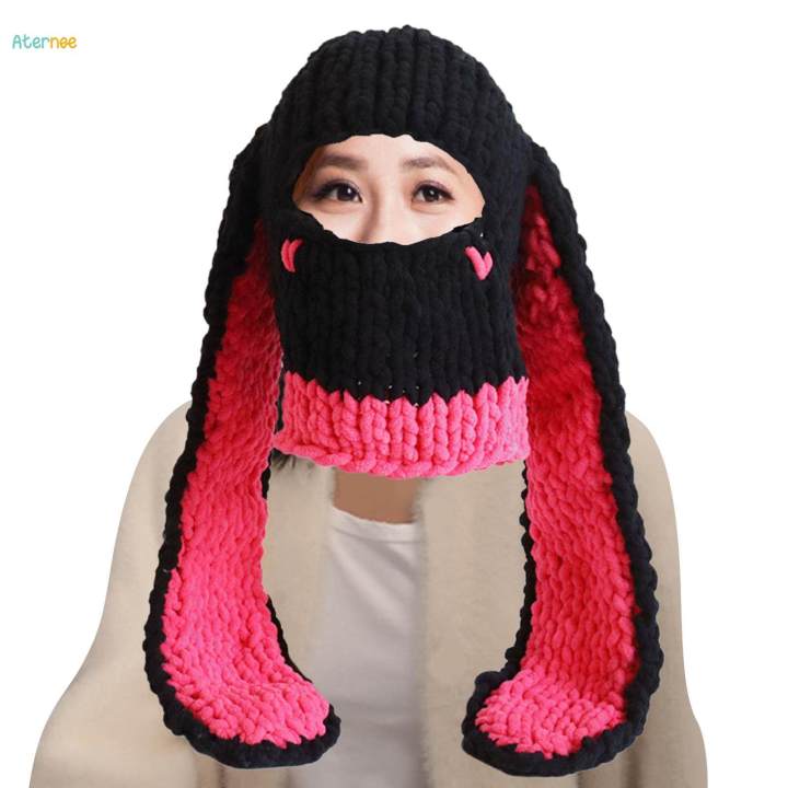 Knitted Hat Funny Hat Winter Warm Crochet Skull Cap Outdoor Ski Hat , Red