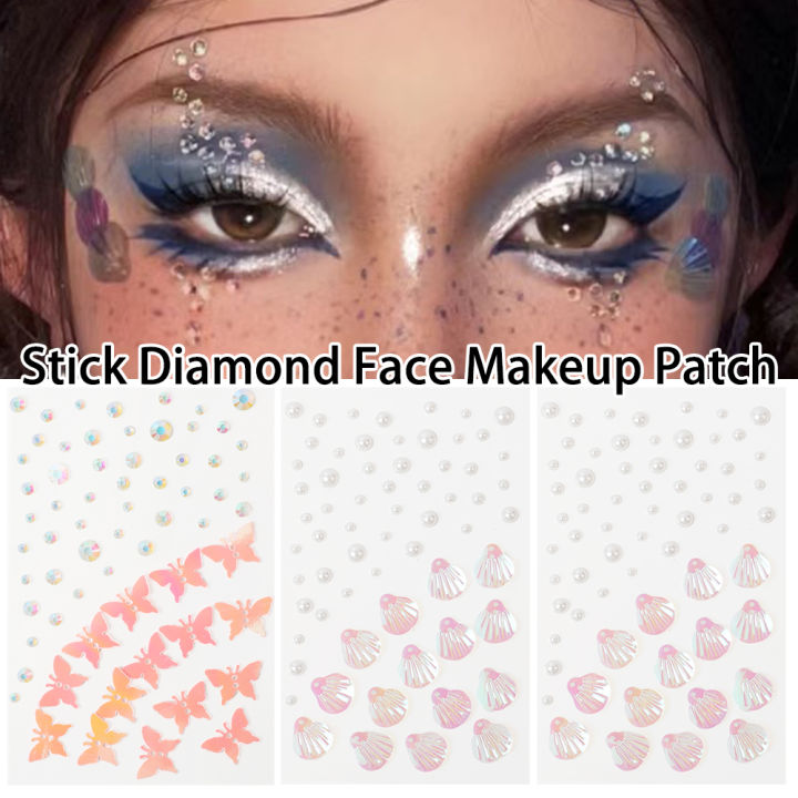Mermaid Eye Accessories Glitter For Face Fish Scale Butterfly Face Stickers Glitter Makeup Eye Seashell Sequins