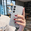 For Samsung A15 case Shiny Ring Glitter Soft Transparent Holder Stand Back Cover with ring Stars Moon Girls Cover For Samsung Galaxy A15 Back Cover Phone cases. 