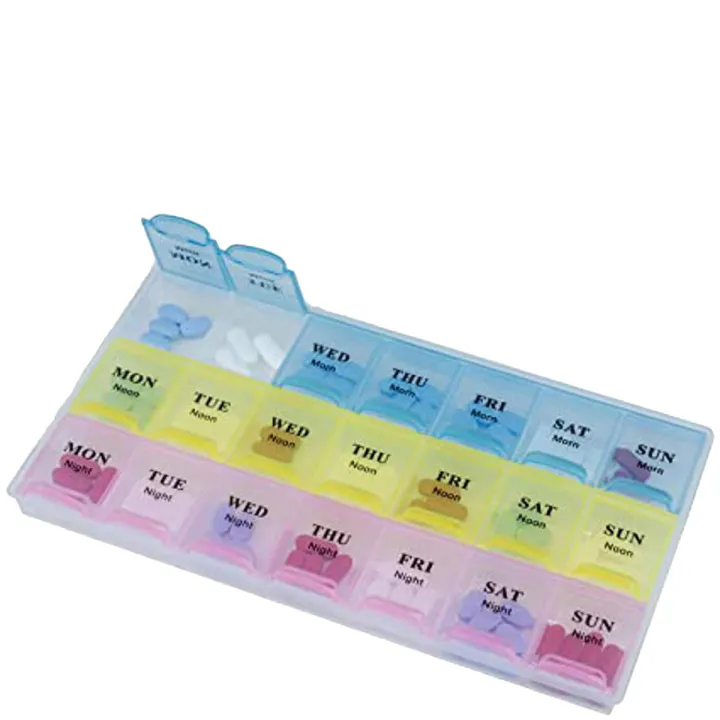 7 Days Weekly 21 Slots Travel Pill Box Organizer and Medicine Holder ...