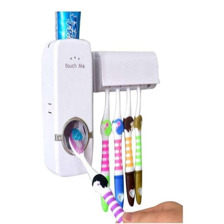 Latest HQ Toothpaste Dispenser with Tooth Brush Holder - White