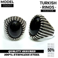 Turkish Stylish Stone Ring Turkish Design Rings For Men and Boys Fashion Stylish New Design Rings Stainless Steel TR007. 
