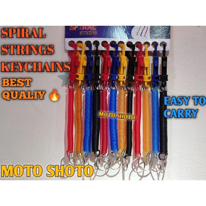 Spiral Spring Keychain Retractable Coil Spring Keychain 2 PC Keyring ...
