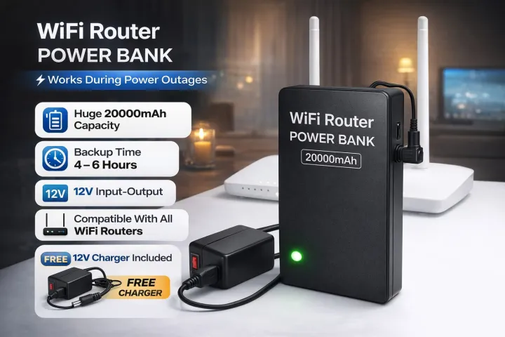 Wifi Router Battery Backup Premium Wi-Fi Router UPS – 5-6 Hours Battery Backup – Mini Power Bank ...