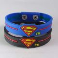 PACK OF 2 Black ,Blue Superman Logo Rubber Band Bracelets For Boys and Men. 