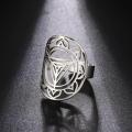 【2023NEW】COOLTIME Yoga Hindu Lotus Open Rings Stainless Steel Meditation Kali Yantra Rings for Women Fashion Jewlery Gift 2023 New in. 