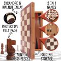 3 in 1 Wooden Chess Board Solid Wood Folding imported Chess Board for Kids and Adults chess game bord. 