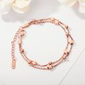 【beauty code】Aenine Fashion Rvs Ster Bal Chain Link Armbanden Voor Rose Kleur Double Layer Armband AB17099. 