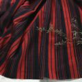 Ethnic Style Orange Red Blue Wide and Narrow Striped Thin Cotton Linen Dress Pants Han Clothes Handmade Fabric. 