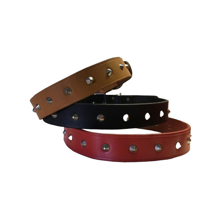 New Dog Collars Original Leather Pet Belt For Puppy Adjustable Solid Leather Colors With Stainless Swage Buckles